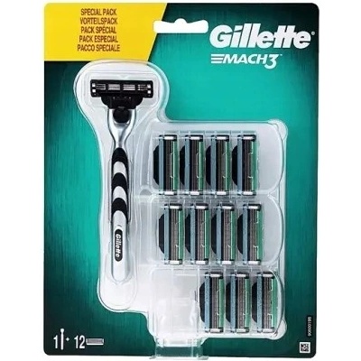 Gillette Mach3 holicí strojek s jednou hlavicí 1 ks + náhradní hlavice 11 ks dárková sada