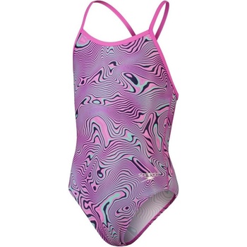 Speedo Allover Digital Vback Neon Reefs Girl True