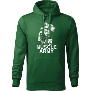 DRAGOWA мъжки суитшърт с качулка Muscle Army Man, зелен, 320г/м2 (5728)