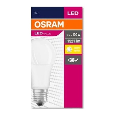 Osram LED žiarovka, E27, guľa, A60, 13W, 1521 lm, 2700K MF, "Value"
