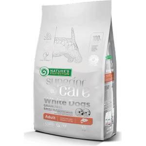 Nature's Protection White dogs Grain Free Salmon Adult Small and Mini Breed- Пълноценна храна без зърно със сьомга за израснали кучета от малките и мини породи с бяла козина