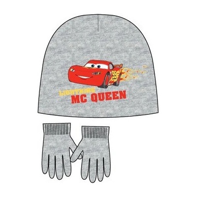 čepice a rukavice Cars Mcqueen šedé