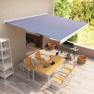 vidaXL Kazetová markýza s motorem 400x300 cm modrá a bílá