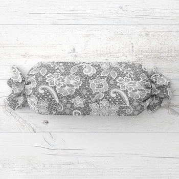 Biante Vankúš valec bonbon Sandra SA-550 Biela krajka na sivom 15x80