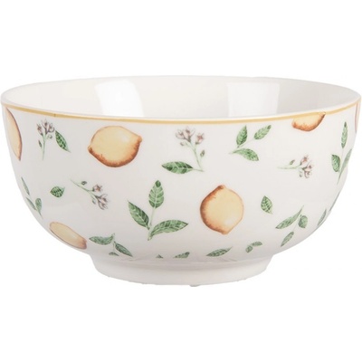 Clayre & Eef Bílá porcelánová miska s citróny Lemons & Leafs 14 x 7 cm 500 ml