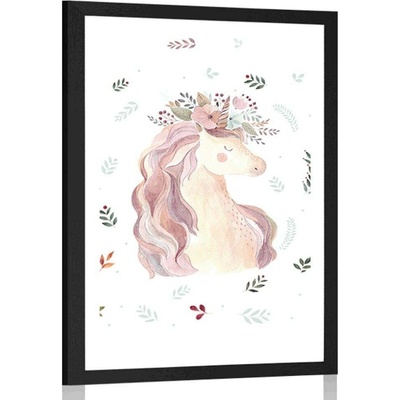 Plakát s paspartou kouzelný jednorožec - 30x45 black