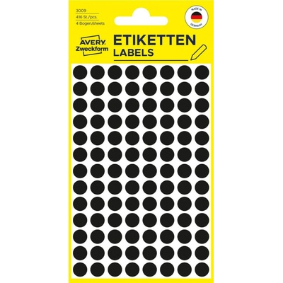 Avery Zweckform 3009 etikety 8mm 4 ks černé