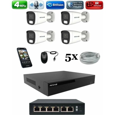 Amiko IP 4 kamerový set so switchom 4Mpix Tube 1401K4V2