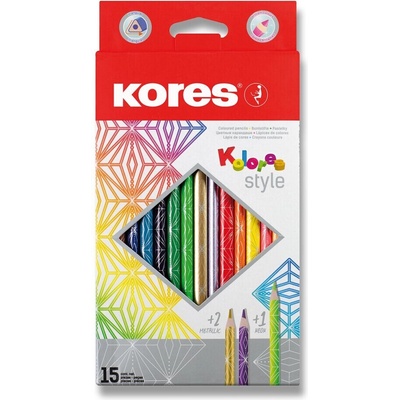 Kores Style trojhranné pastelky 15 farieb