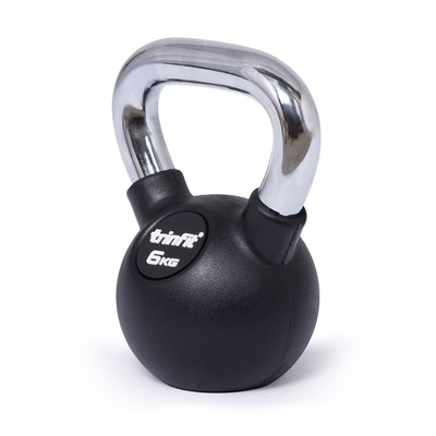 TRINFIT Kettlebell kov / guma s chrom madlem PREMIUM 6 kg