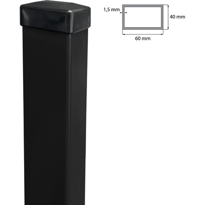 neuvedená Stĺpik 60x40mm ZnPVC 2200mm čierna matná