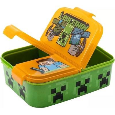 Stor dělený plastový box na svačinu Minecraft 19,5 x 16,5 x 6,7 cm