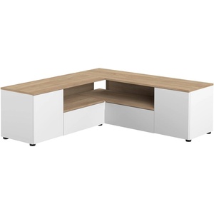 TEMAHOME Масичка за телевизор с дъбов декор в естествено бяло 130x46 cm Angle - TemaHome (983241.849978)