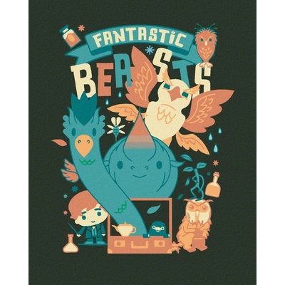 Zuty Plakát kreslení tvorové a mlok scamander fantastická zvířata 40 x 50 cm vypnuté plátno na r 8596530206774