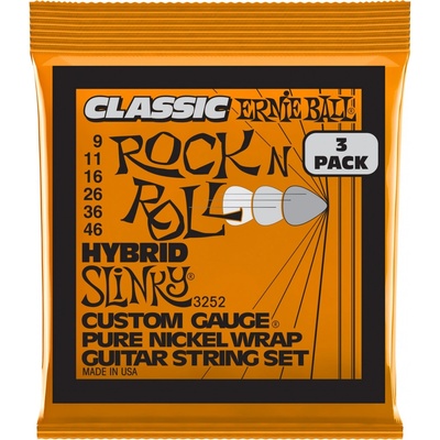 Ernie Ball 3252 Pure Nickel Hybrid Slinky 3-Pack