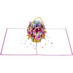 Kiriori 3d поздравителна картичка Кошница с теменужки
