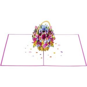 Kiriori 3d поздравителна картичка Кошница с теменужки