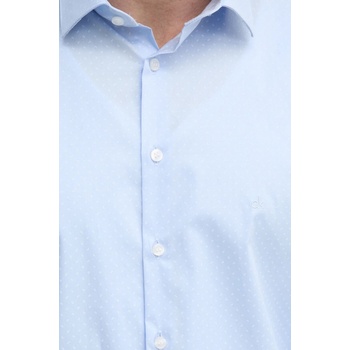 Calvin Klein Риза Calvin Klein мъжка в синьо с кройка по тялото с класическа яка K10K113846 (K10K113846)