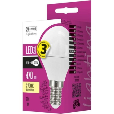 Emos LED žiarovka Classic Mini Globe 6W E14 teplá biela