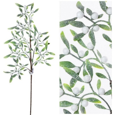 Konár zeleň bobule biele zasnežené 60cm 203920