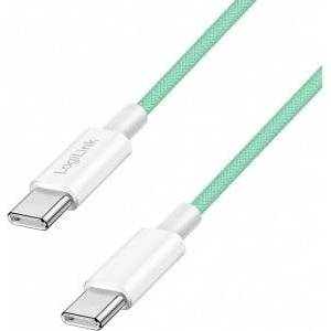 LogiLink USB 2.0 Type-C Cable C/M > C/M, Nylon, 60W green 1m