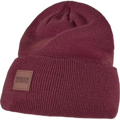 Urban Classics Leatherpatch Long Beanie burgundy