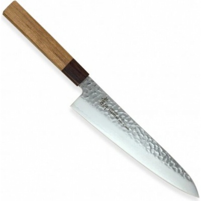 Nôž kuchynský Sakai Aoki Hamono VG10 Zelkova Gyuto 210 mm - strieborný-hnedý