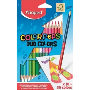Maped Комплект цветни моливи, триъгълни, с два края, MAPED "ColorPeps Duo", 36 различни цвята 829601FC (829601FC)