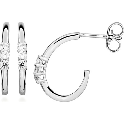 Silver Cat Strieborné kruhové náušnice s kubickými zirkónmi Beauty SC638