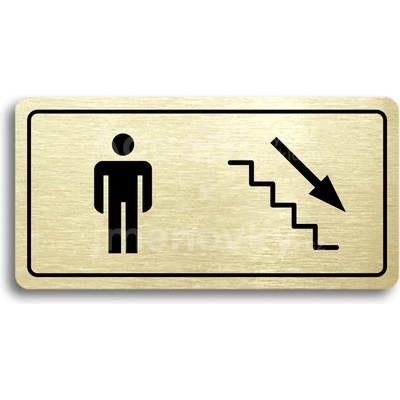 ACCEPT Piktogram WC MUŽI VPRAVO DOLŮ - zlatá tabulka - černý tisk