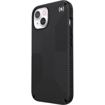 Speck Калъф за Apple iPhone 13, поликарбонатов, Speck Presidio2 Grip + MS Black (141759-D143), удароустойчив, антимикробно покритие Microban, съвместим с аксесоари на Apple MagSafe, черен (141759-D143)