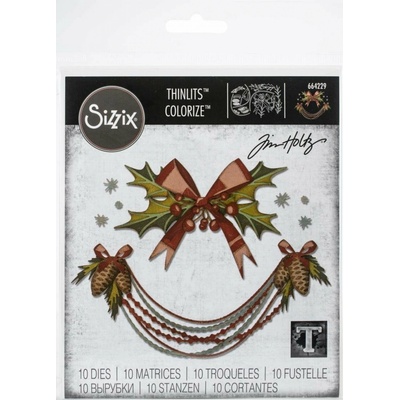 SIZZIX Thinlits vyřezávací kovové šablony Vánoční girlanda 10 ks