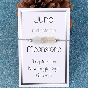 HARAHU Гривна с камък за месеца на раждане - Юни / Лунен камък kp38765 (38765)