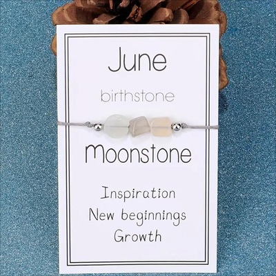 HARAHU Гривна с камък за месеца на раждане - Юни / Лунен камък kp38765 (38765)