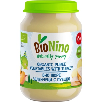 BioNino Био пюре BioNino - Пуешко със зеленчуци, 6 м+, 190 g (F06030012A0008)