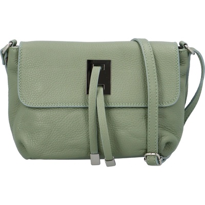 Módní malá dámská kožená crossbody Victorien světle zelená
