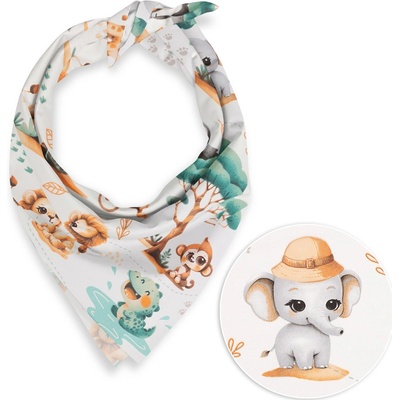 Biante dětský bavlněný šátek Sandra SA-513 Africká zvířátka na bílém