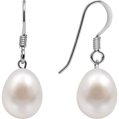 AURA Strieborné visiace náušnice s pravou perlou Kyoto Pearl TKKP012C