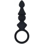 Boss of Toys Ribbed Silicone Anal Probe with Loop - Black
