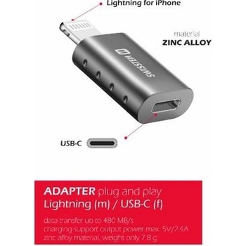 Swissten Adapter Lightning (M)/USB-C(F)