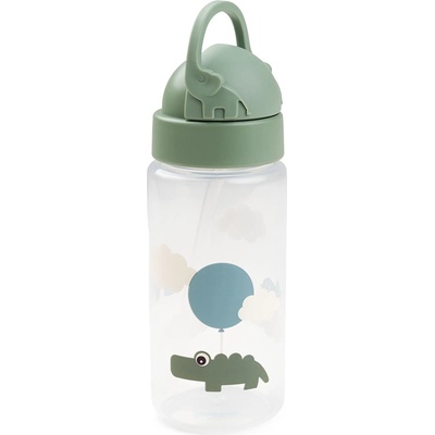 Done by Deer Бутилка Happy Clouds със сламка 350 мл зелена (1036003)