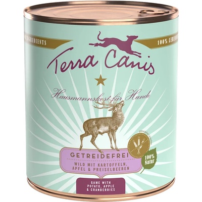 Terra Canis 6х800г Terra Canis без зърно, консервирана храна за кучета - дивеч с картофи, ябълки и червени боров