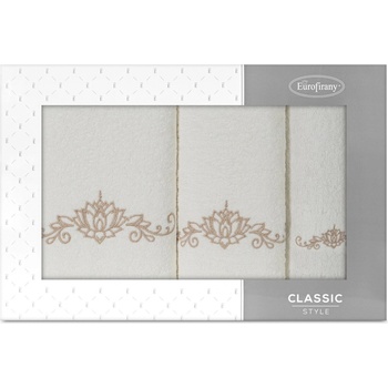 Eurofirany sada uterákov 30 x 50 cm + 50 x 90 cm + 70 x 140 cm krémová 3ks