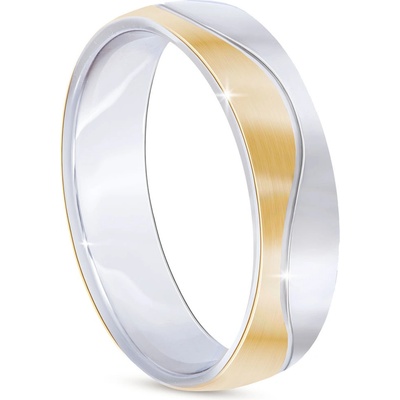 Biju Prsten z chirurgické oceli s pozlacenou vlnkou 4000443