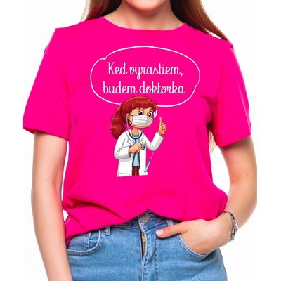 Fajntričko Kids detské tričko Keď vyrastiem, budem doktorka ružová