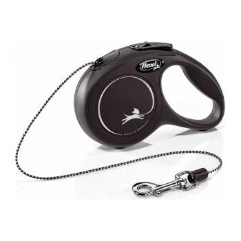 flexi New Classic Rope Black автоматичен повод за кучета - 0.3кг