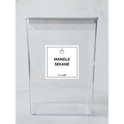 DomaLEP MANDLE SEKANÉ bílá samolepka na dózu tučné písmo 5 x 5 cm