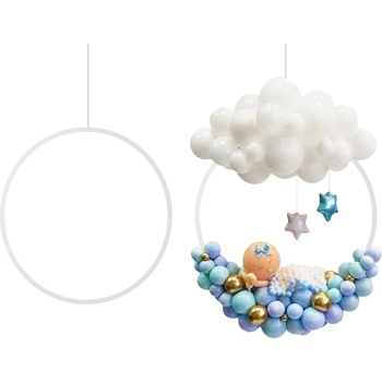 GoDan Бял пластмасов пръстен за декорации с балони, 78 см