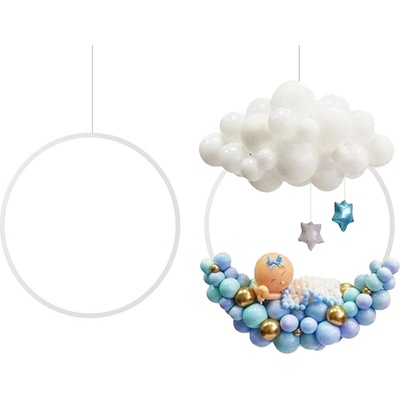 GoDan Бял пластмасов пръстен за декорации с балони, 78 см