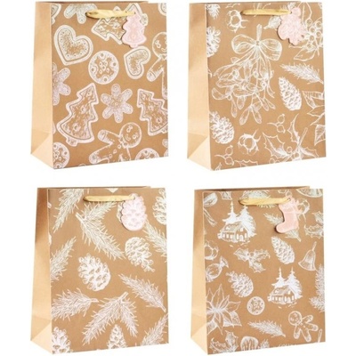 Maják Taška 26x32x12cm kraft vánoční s glitrem